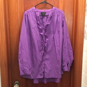 Lane Bryant 22/24  cotton ruffle front top